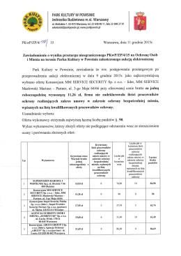 Zawiadomienie o wyniku przetargu nieograniczonego PKwP/ZP/4