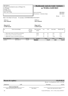 Rozliczenie zużycia wody i ścieków nr WODA/14/05/2015