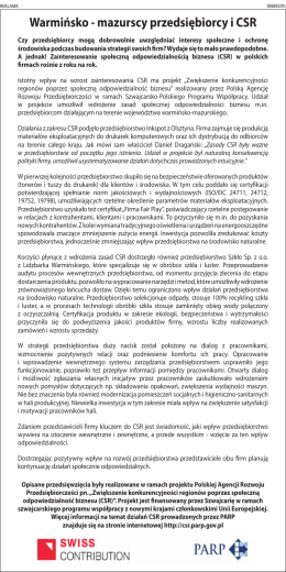Warmińsko - mazurscy przedsiębiorcy i CSR