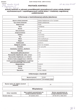 Protokół kontroli w zakresie prawidłowości prowadzonych przez