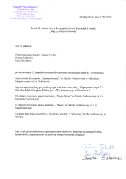 Protok&oacute;ł z obrad Jury Przeglądu