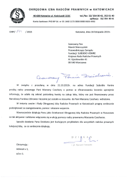 [:w OKRĘGOWA IZBA RADC&Oacute;W PRAWNYCH w KATOWICACH