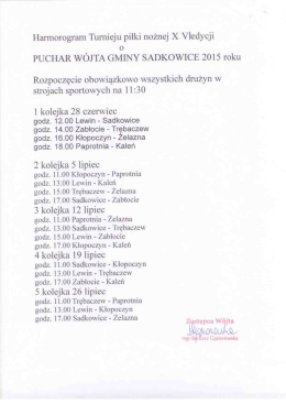 Harmonogram i regulamin Turnieju Piłkarskiego