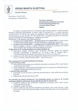 Pismo - Urząd Miasta Olsztyn