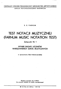 farnum music notation test - Baza prac i narzędzi diagnostycznych z