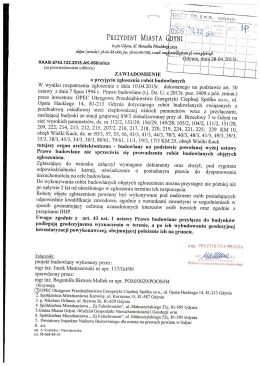 Zawiadomienie o przyjęciu zgłoszenia robót budowlanych