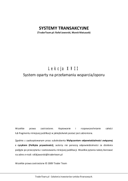 SYSTEMY TRANSAKCYJNE Lekcja XVII