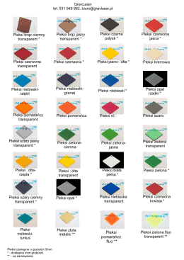 Katalog dostępnych kolorów pleksi