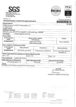 SGS Polska Sp. z 0.0. Laboratorium Srodowiskowe