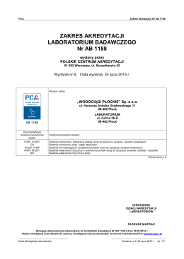 Certyfikat Akredytacji Laboratorium