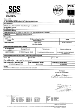 SGS Polska Sp. z oo Laboratorium Środowiskowe