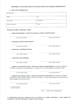 Druk wniosku o przyznanie dodatk&oacute;w do zasiłku rodzinnego