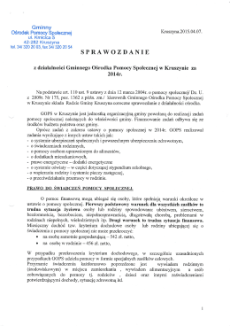 z działalności Gminnego Ośrodka Pomocy Społecznej