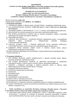 Dyrektor Gminnego Ośrodka Sportu i Turystyki w Zawadzkiem