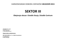SEKTOR III - harmonogram odbioru odpadów grudzień 2015