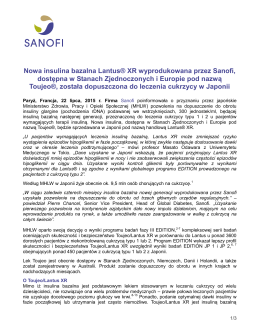 Nowa insulina bazalna Lantus® XR wyprodukowana przez Sanofi