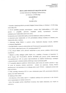 regulamin sprzedaży biletów online