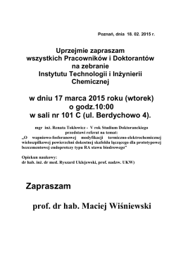 Zapraszam prof. dr hab. Maciej Wiśniewski