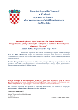 Konsulat Republiki Chorwacji w Krakowie zaprasza na
