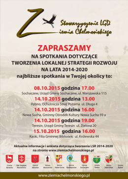 LGD Ziemia Chełmońskiego zaprasza na spotkanie