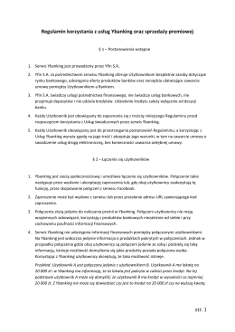 str. 1 Regulamin korzystania z usług Ybanking oraz sprzedaży