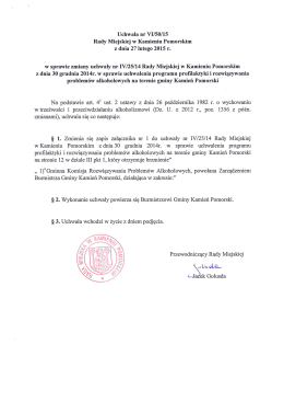 VI/50/15 Uchwała w sprawie zmiany uchwały nr IV/25/14 Rady