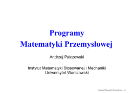 Andrzej Palczewski - Programy Matematyki Przemysłowej