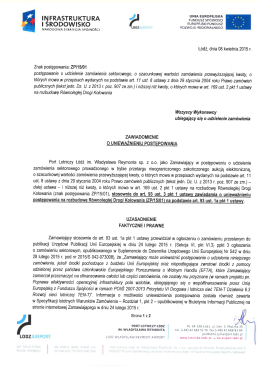 Zawiadomienie o unieważnieniu postępowania z dnia 08/04/2015