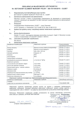 Deklaracja Bloczek Fundamentowy BS-15.