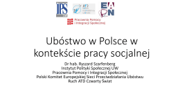 Ubóstwo w Polsce w kontekście pracy socjalnej