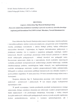 Recenzja prof dr hab. Dariusz Kubinowski
