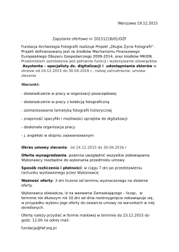 Warszawa 19.12.2015 Zapytanie ofertowe nr 20151218/01/DŻF
