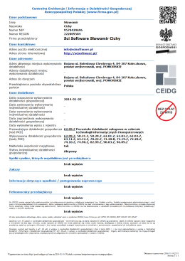 Dane firmy na wydruku CEIDG.