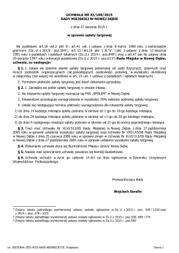 Uchwala Nr XI/100/2015 z dnia 27 sierpnia 2015 r.