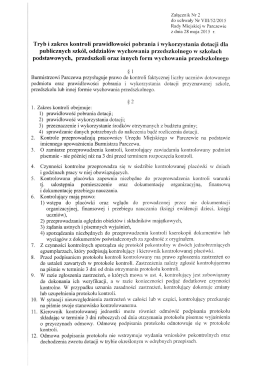 Tryb i zakres kontroli prawidłowości pobrania i wykorzystania dotacji