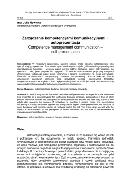 Zarządzanie kompetencjami komunikacyjnymi − autoprezentacja