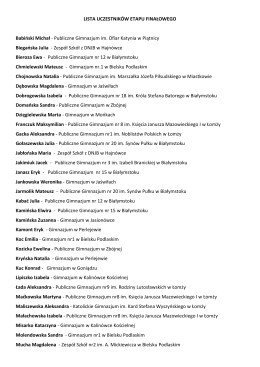 lista uczestników etapu finałowego xvi konkursu ortograficznego dla