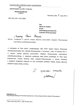 Pismo od Szefa Słuzby Cywilnej w sprawie sytuacji płacowej