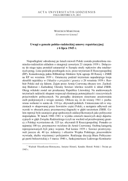 Uwagi o genezie polsko-radzieckiej umowy repatriacyjnej z 6 lipca