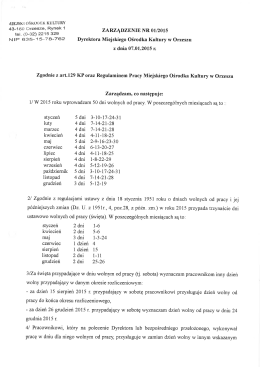 Zarządzenie 1_2015 wprowadzenie dni wolnych