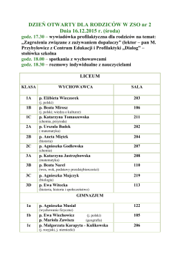 DZIEŃ OTWARTY DLA RODZICÓW W ZSO nr 2 Dnia 16.12.2015 r