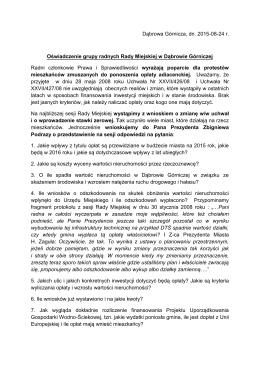 Oświadczenie grupy radnych Rady Miejskiej w Dąbrowie Górniczej
