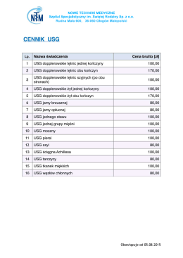 Cennik badań USG - Szpital Specjalistyczny im. Św. Rodziny