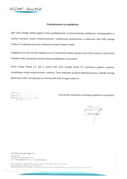 Podziękowanie za współpracę