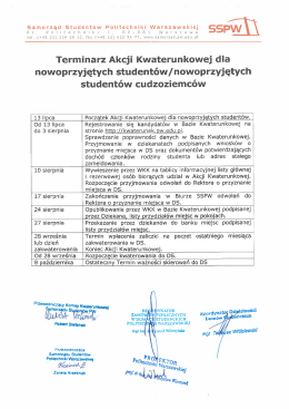 Terminarz Akcji Kwaterunkowej dla
