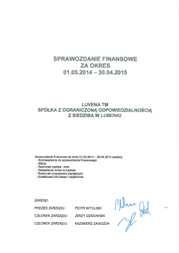 SPRAWOZDANIE FINANSOWE ZA OKRES 01 .05.2014