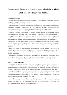 Sprawozdanie Burmistrza Iłowej za okres od dnia 14 grudnia 2015 r