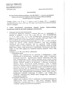 wykaz nieruchomości przeznaczonej do sprzedaży