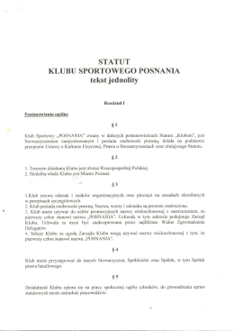 STATUT KLUBU SPORTOWEGO POSNANIA