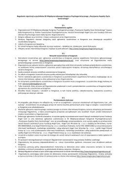 Regulamin rejestracji uczestników XII Międzynarodowego Kongresu